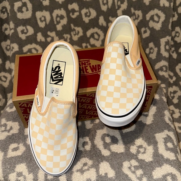 Vans Classic Slip-On Theory Checkerboard 🍯 Honey Peach🍑 New 🆕 & Never Worn - Picture 13 of 17